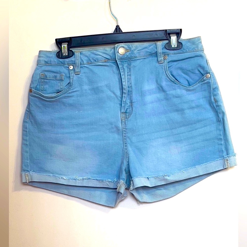 Light Blue Cuffed Jean Shorts
